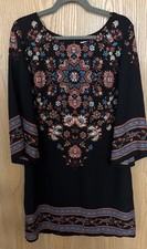 Beauport Dress Size 8 Boho Hippie Knee Length Bell Sleeve Black Astek