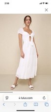 Lulus Darling White Puff Sleeve Tiered Midi Dress NWOT Size SMALL