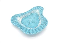 Vintage MC Blue and White Freeform Atomic Ashtray with Black Speckles