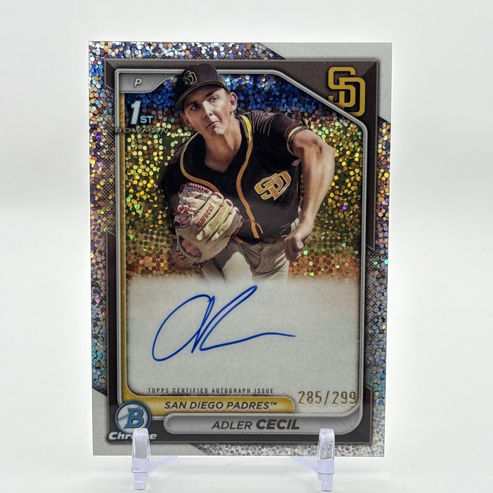 2024 Bowman Chrome Prospect Speckle Refractor /299 Adler Cecil #CPA-CA Auto