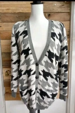 Forever 21 Angora Wool Blend Button Up Sweater Cardigan Size Medium Checkered 