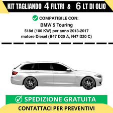 Tagliando per BMW 5 Touring 518d 100 kw Diesel 2013-2017 - 6 Lt di olio + 4 F...