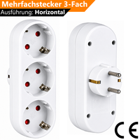 3-Fach Steckdosenadapter Horizontal Verteiler Multistecker Schuko 3500W Weiß