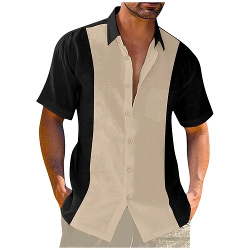 Herren Hawaiihemd Button Down Bowlinghemden Kurzarm Sommer Strandhemden - Bild 2 von 32