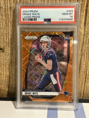 2024 Panini Prizm Rookies Drake Maye #329 (RC) Lazer PSA 10