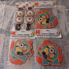  3 Despicable Me Happy Birthday Banners / 2 Minion Goggles Kids Party Lot NEW