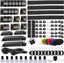 ELII 327 PCS Cable Management Kit 4 Sleeves,65 Clips Black 
