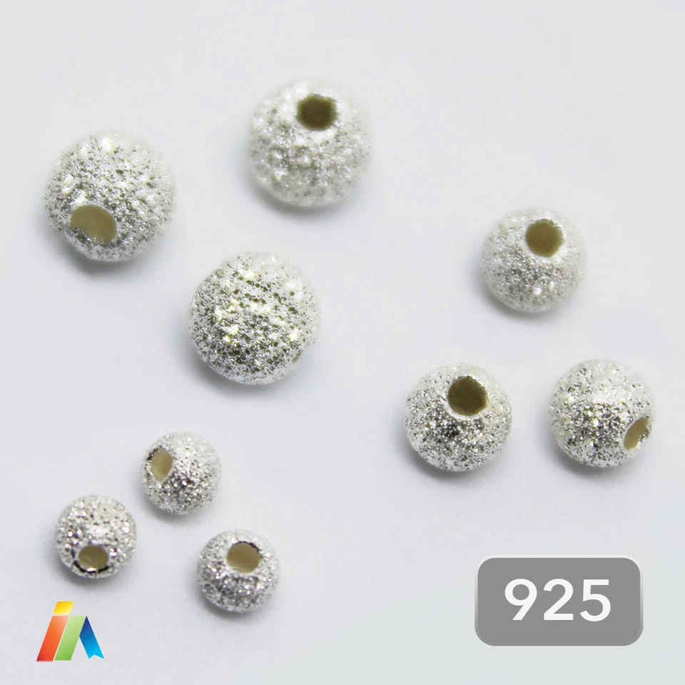 925 Sterling Silver STARDUST SPARKLE ROUND Frosted BEADS 3-10mm SPACER  410 - Image 3 of 3