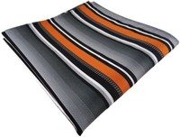 Tigertie Einstecktuch In Orange Silber Grau Weiss Gestreift - GrößE 30 X 30 Cm