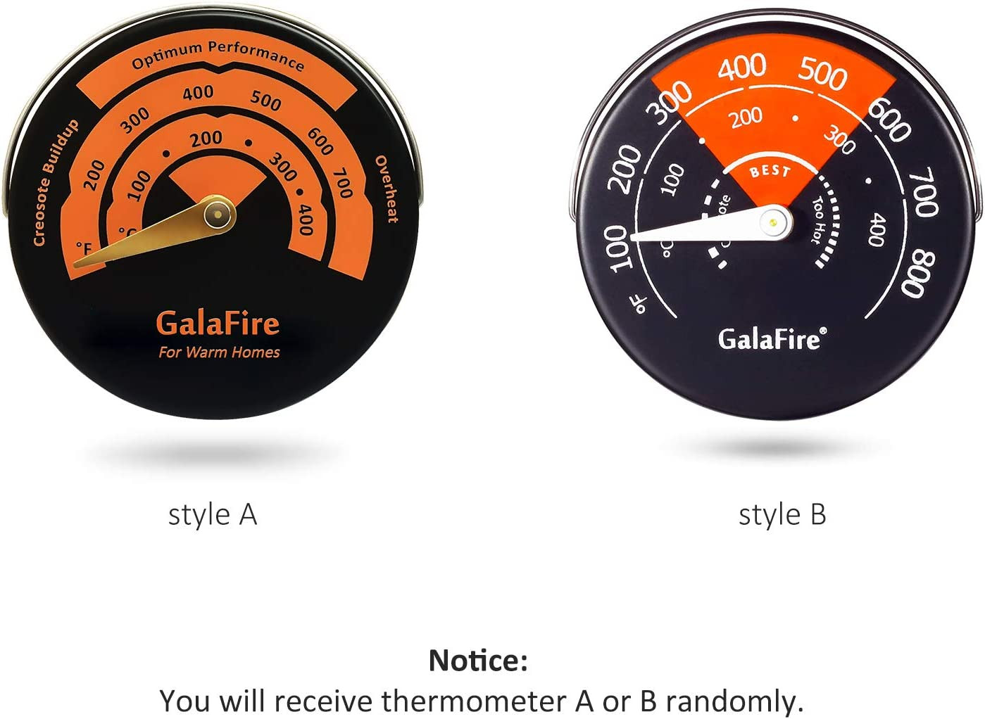 4-Blades Heat Powered Wood Stove Fan + Magnetic Thermometer, 122&deg;F Start Non Ele