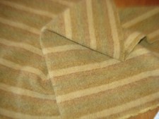 wool fabric piece Sage, rusts, golds, stripes 28 X 14 inches
