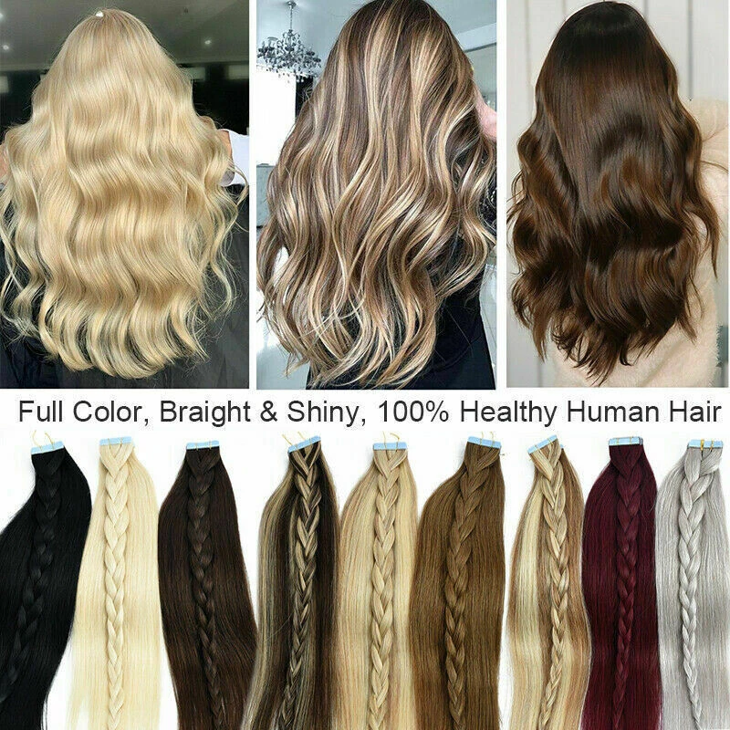 Tape in Human Hair Extensions Invisible Adhesive Skin Wefts Thick Real Remy Hair - Image 4 of 4