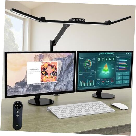 Настольная лампа с зажимом, архитектор светодиодная настольная лампа для дома офиса черный + пульт дистанционного управления