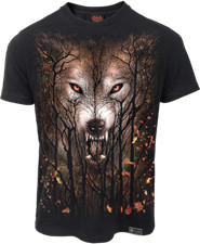 Spiral Direct Forêt Loup Howling Lune Canines Spirit Bête Bio Chemise E030M153