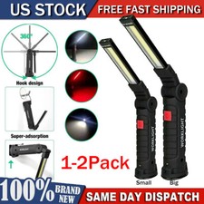 1-2Pack LED COB Work Light Mechanic Flashlight Lamp Rechargeable Magnetic Base