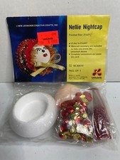 LEEWARDS~NELLIE NIGHT CAP vintage zestaw ornamentów z koralików i cekinów! NOS! (1978)