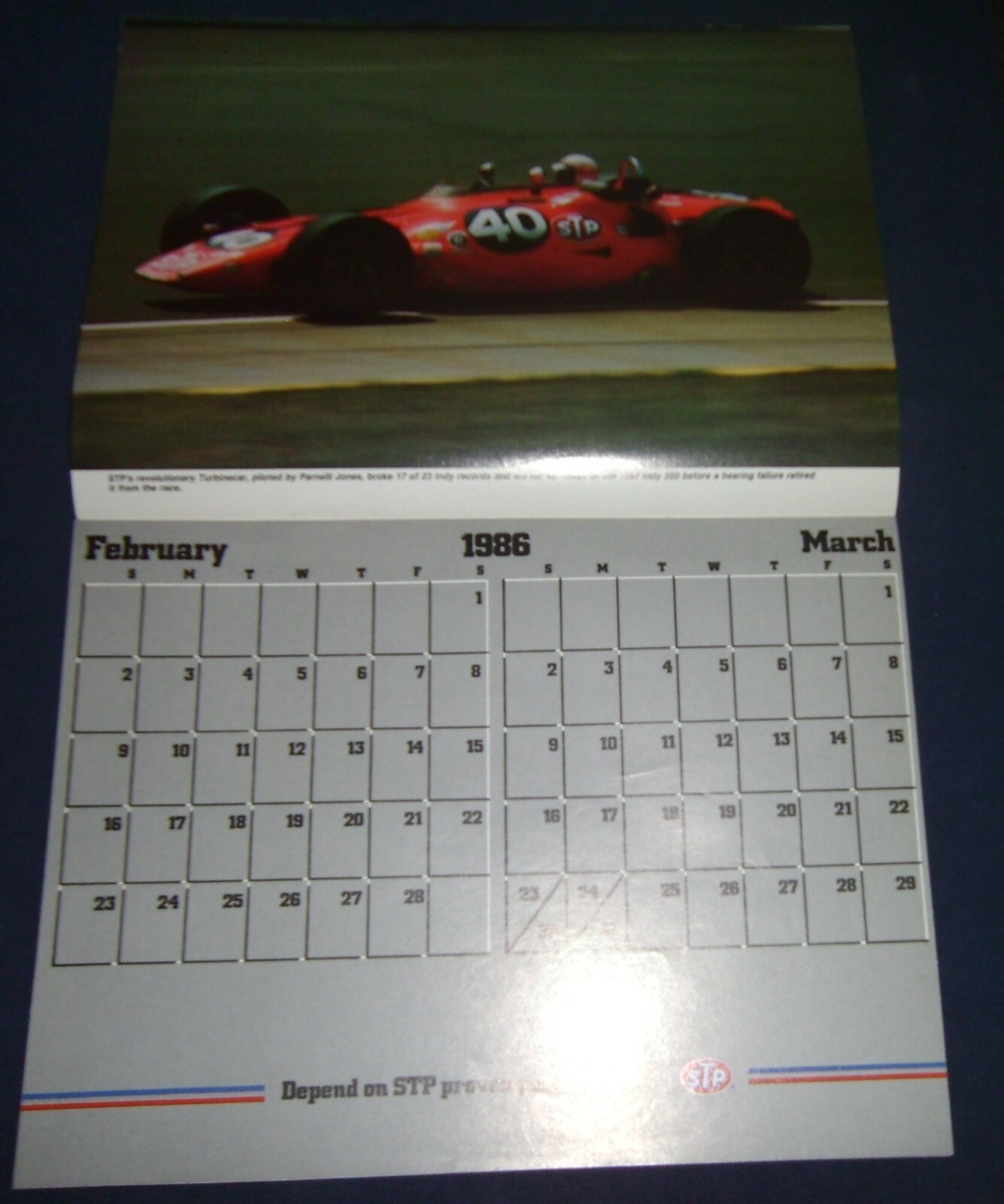 Track Auto Racing Calendar 1986 Circle Track Racing Calendar Sports Memorabilia, Free Shipping