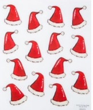 14 Christmas Glittered Santa Hats Scrapbook Craft Card Scrapbooking Stickers