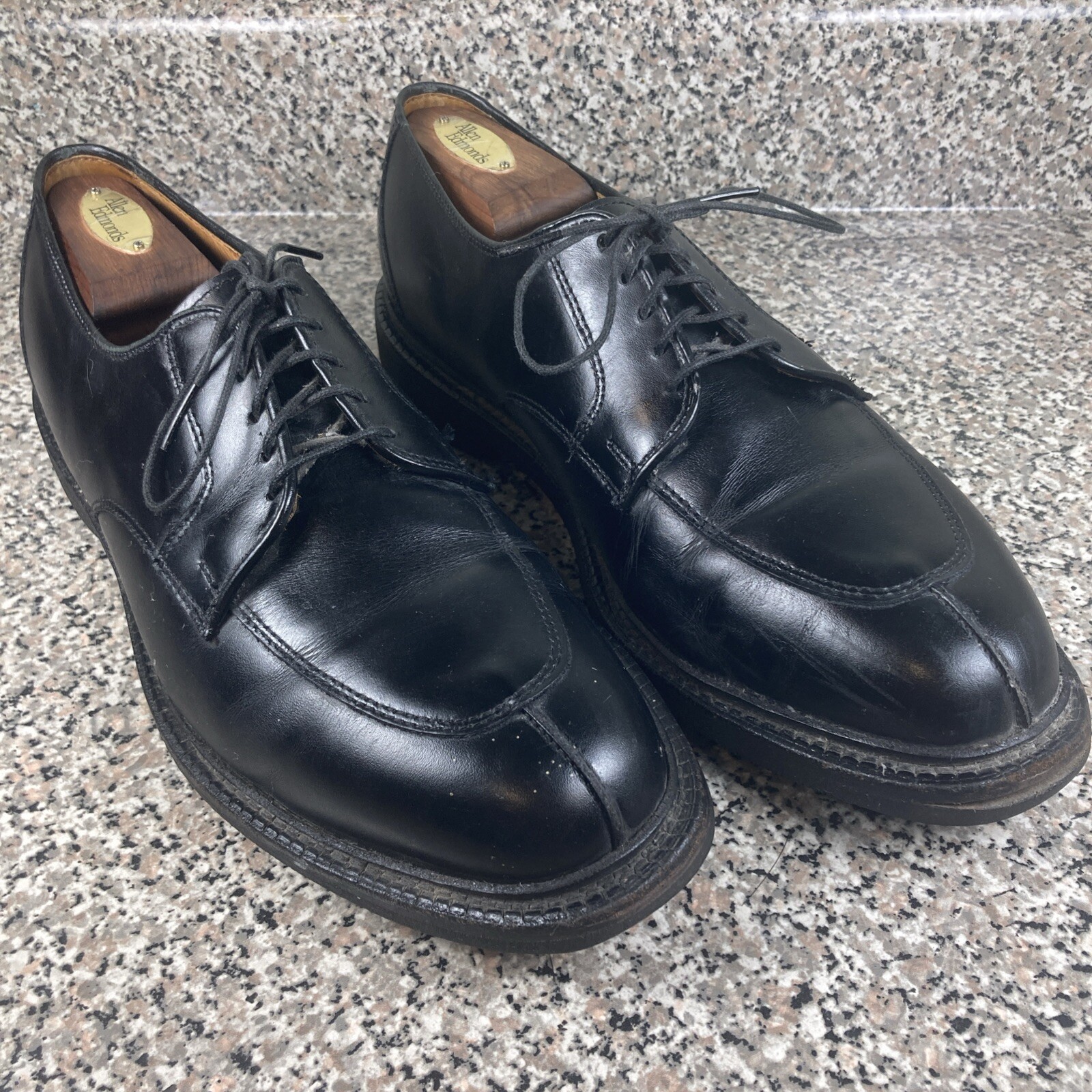 SAOLA Allen Edmonds Ashton 1608 suola in gomma derby punta divisa in pelle nera 9 5D ottime condizioni