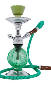 11 Inch Inhale ️ Mini Pumpkin Small Hookah With  Glass Vase In A Box GREEN COLOR