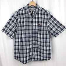 Carhartt Men  s Large Navy Plaid Shirt Short Sleeve Button Down Casual