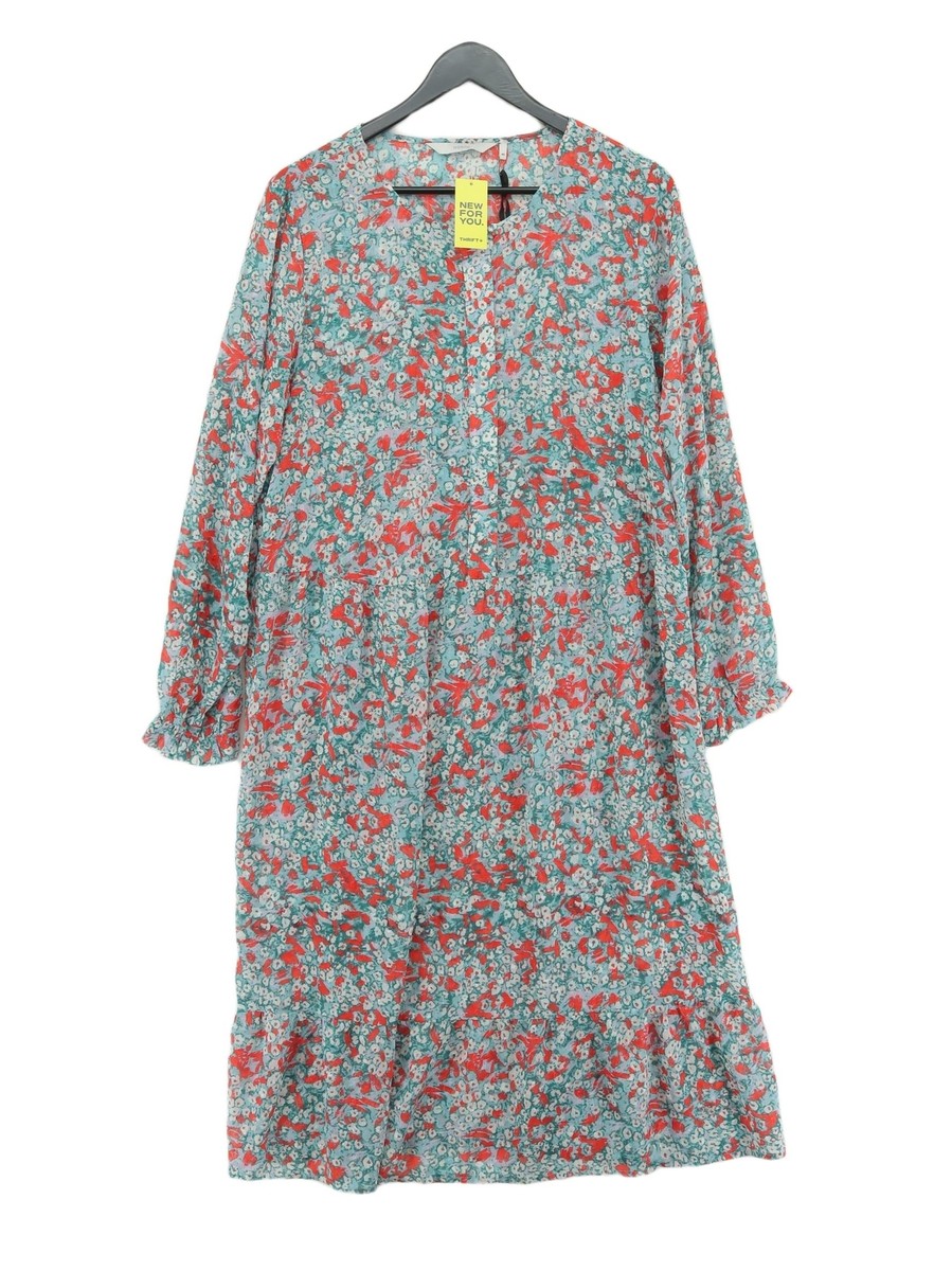 Nümph Women's Midi Dress UK 12 Blue 100% Polyester A-Line UK