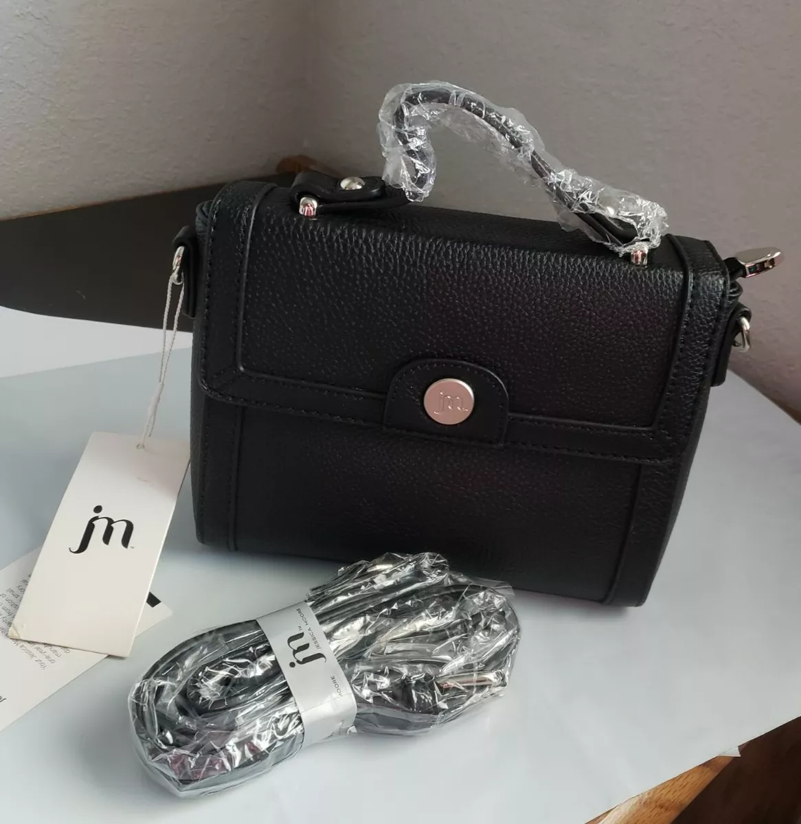 Jessica Moore Essential Cross Body small Bag/ Purse w/strap Black JM-322,  j8#11