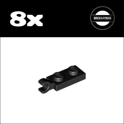 Lego    63868   Plate 1x2 with Clip on End (Horizontal Grip)   Black   8x   NEU