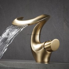 Modern Brass Bathroom Wide Mouth Waterfall Faucet One Hole Sink Basin Mixer Taps