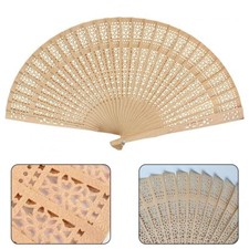 1pc Folding Hand Held Valve Wooden Fans Sandalwood Ladies Plain For Wedding 20cm