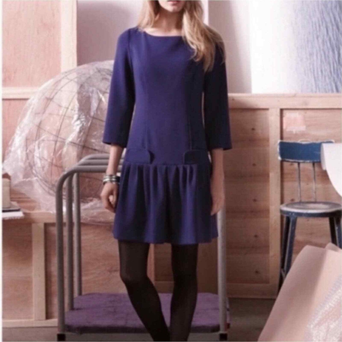 eliza j drop waist dress Eliza J Burgundy Knit Fit-and-Flare Dress main image 0