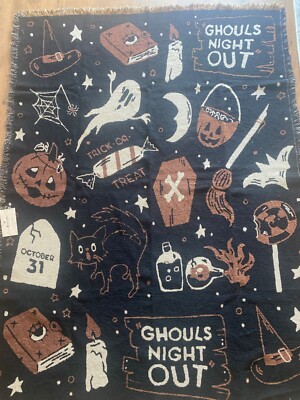 Neu mit Etikett Vintage-Stil Halloween Überwurf Decke Kürbis Geist Ghul Katze tk maxx tkmaxx