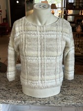 Vintage Beldoch Popper Knit Acrylic Sweater Junior L Women  s S Beige Tan White