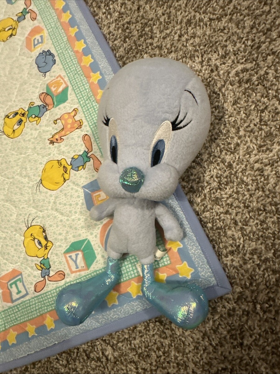 Tweety Bird Baby Blanket Quilted - Vintage Blue Tweety Bird Stuffy