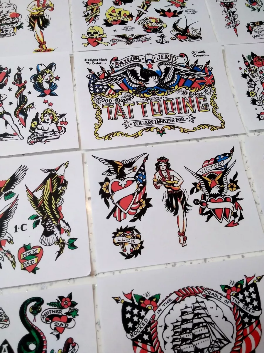 Sailor Jerry Tattoo Flash Designs. 12 Sheets Superior Quality &
