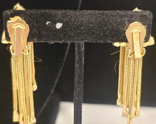 Vintage Schmuckset Gold Ohrringe Halskette & Anhänger Gold Quasten Pave Kristalle - Bild 2 von 12