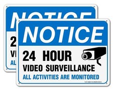 2 Pack Reflective Warning Sign 24 Hour Video Surveillance Sign