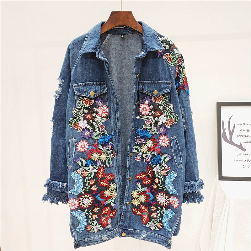 POPPY あさぎーにょ SILVER FLOWER DENIM JACKET Silver flower denim