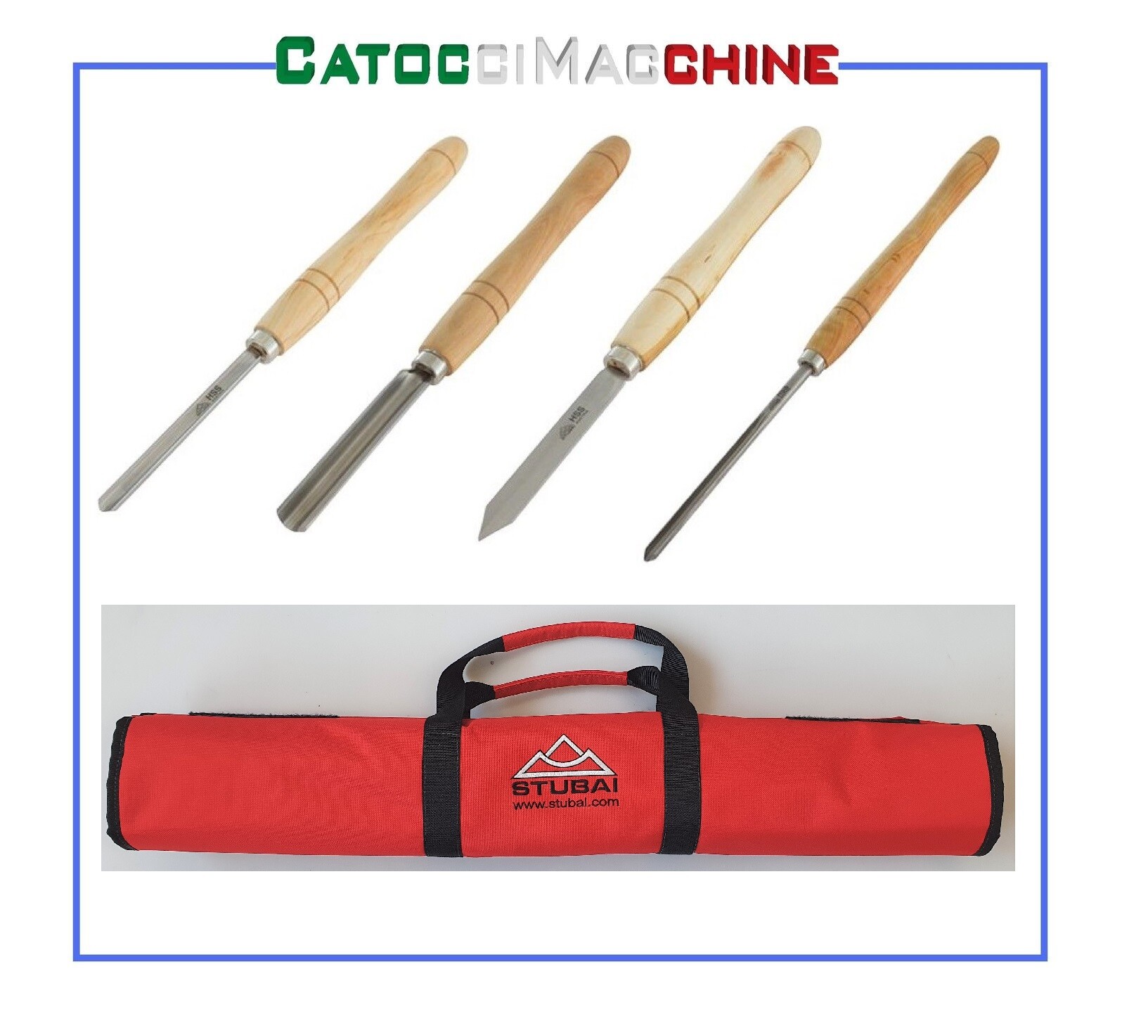 SERIE UTENSILI PER TORNIO A LEGNO TORNITURA HSS DA 4 PZ STUBAI S707004