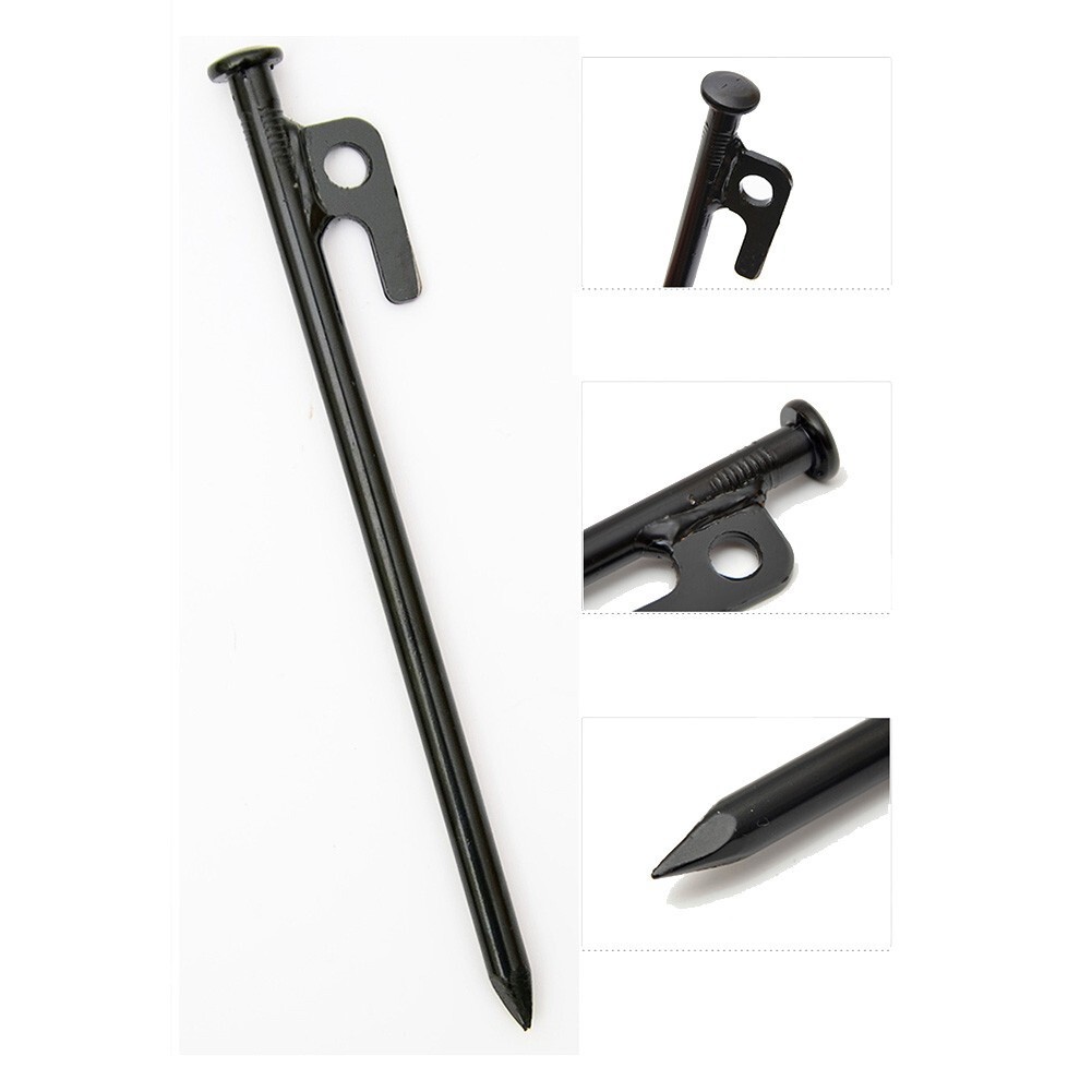 Steel Camping Stakes Peg With Rope Ground Nail 25cm for Tents and Canopies