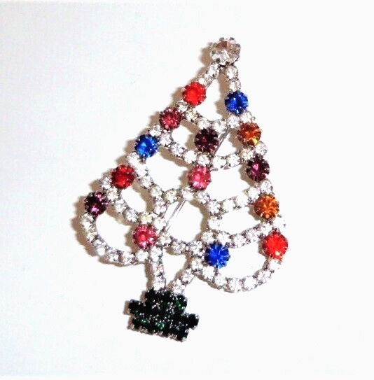 WOW Vintage Rhinestone CHRISTMAS Tree PIN Brooch … - image 5