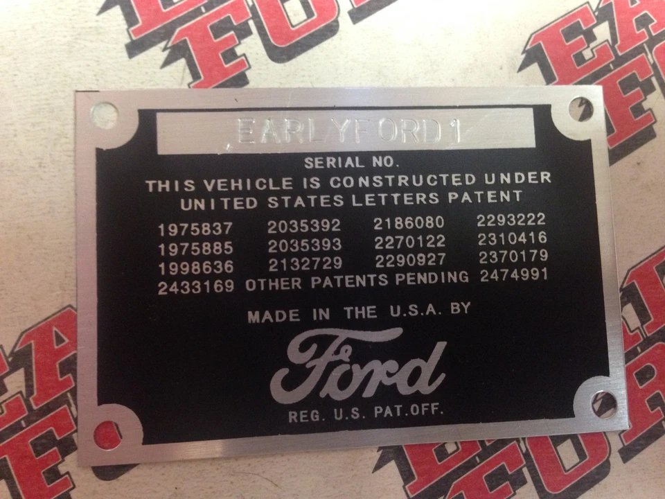 Placa de datos estampada Ford Modelo A 1928 1929 1930 1931 Foto 2 de 2
