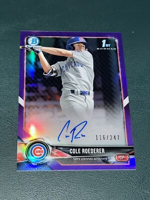 2018 Bowman Draft Chrome Cole Roederer AUTOGRAPH PURPLE /247