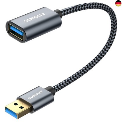SUNGUY USB 3.0 Verlängerung Kabel, 0.3m Verlängerungskabel A Stecker auf A B