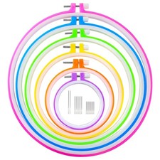 Embroidery Hoop Set, 6 Pieces, 15 Needles, Cross Stitch Ring, Multicolor