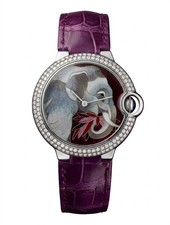 Cartier Ballon Bleu d'Art Elephant Enamel 36mm HPI00331 18K White Gold Watch