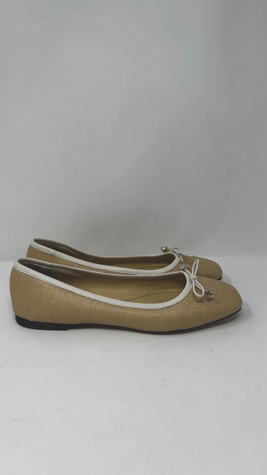 Zapatos planos Jimmy Choo Elme de rafia adornados con perlas y cristales para mujer talla 8 EE. UU./38EU Foto 2 de 4