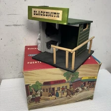 Vintage Hausser Elastolin 70mm Western Blacksmith Wood Building 1950s with box