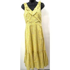 NWT J. Crew Yellow Floral V Neck Tiered Midi Dress Size 0