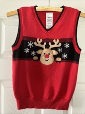 Izod Kids Christmas Vest With Reindeer Application Size 7 Color Red A2